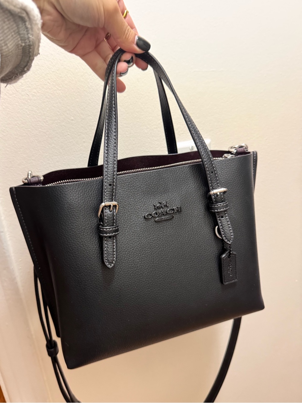 Coach Black Leather Small Tote (Mollie tote bag 25)